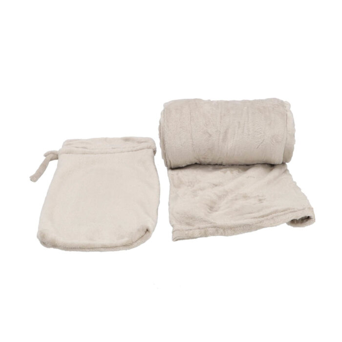 Plaid row 150x200cm beige polyester 100% recycle - Afbeelding 5