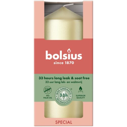 Bolsius stompkaars 120/58 metallic white silver