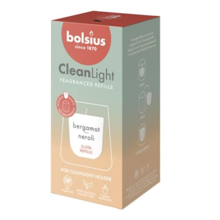 Bolsius Navulling Clean Light pack 2 Bergamot / Neroli