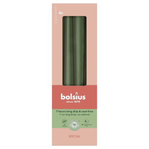 Bolsius gotische kaarsen 245/24 doos 4 metallic green