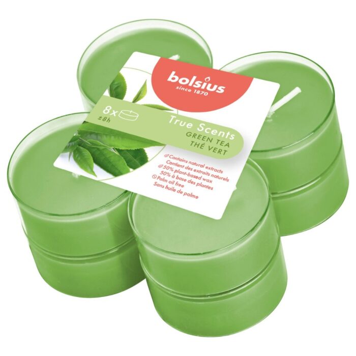 Bolsius Maxilichten True Scents Green Tea 8 stuks 8 uur