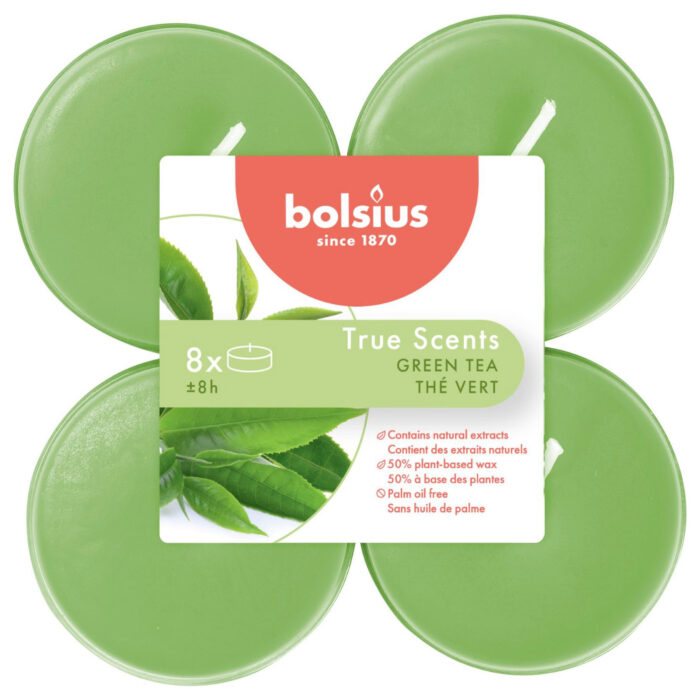 Bolsius Maxilichten True Scents Green Tea 8 stuks 8 uur - Afbeelding 2