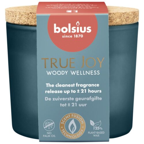 Bolsius geurglas met kurk 66/83 true joy woody wellness