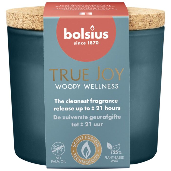 Bolsius geurglas met kurk 66/83 true joy woody wellness