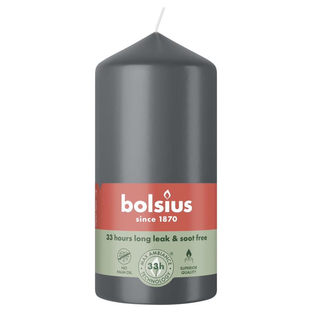 Bolsius stompkaars 120/58 stormy grey