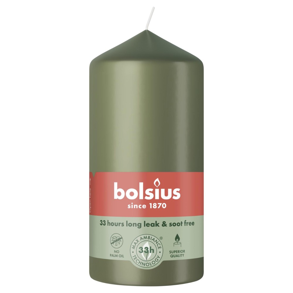 Bolsius stompkaars 120/58 fresh olive