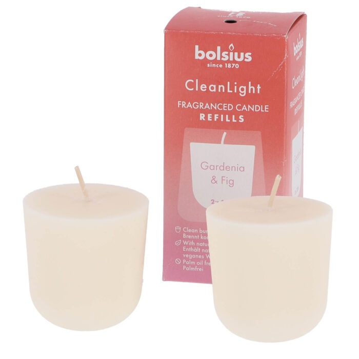 Bolsius Navulling Clean Light pack 2 Gardenia &  Fig - Afbeelding 2