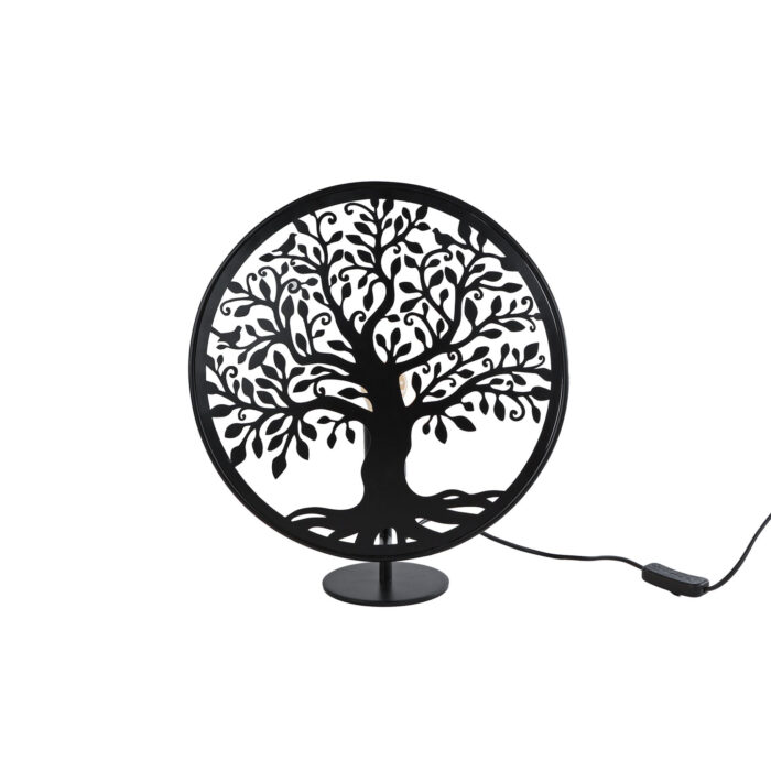 Tafellamp levensboom rond zwart metaal 34x13x37cm - Afbeelding 2