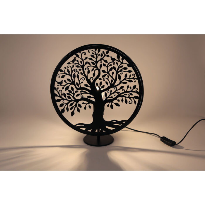 Tafellamp levensboom rond zwart metaal 34x13x37cm - Afbeelding 3