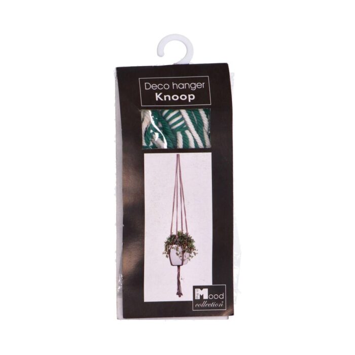 In the Mood Collection bloempothouder donkergroen wit Macrame 110 cm