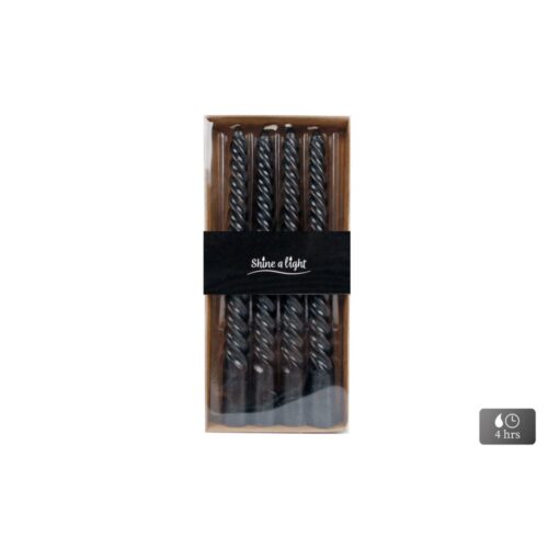 Tafelkaars twist zwart 4uur 4stuks 2x2x20cm