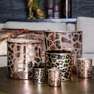 windlicht desiree giraffeprint roze 15 cm - Afbeelding 2