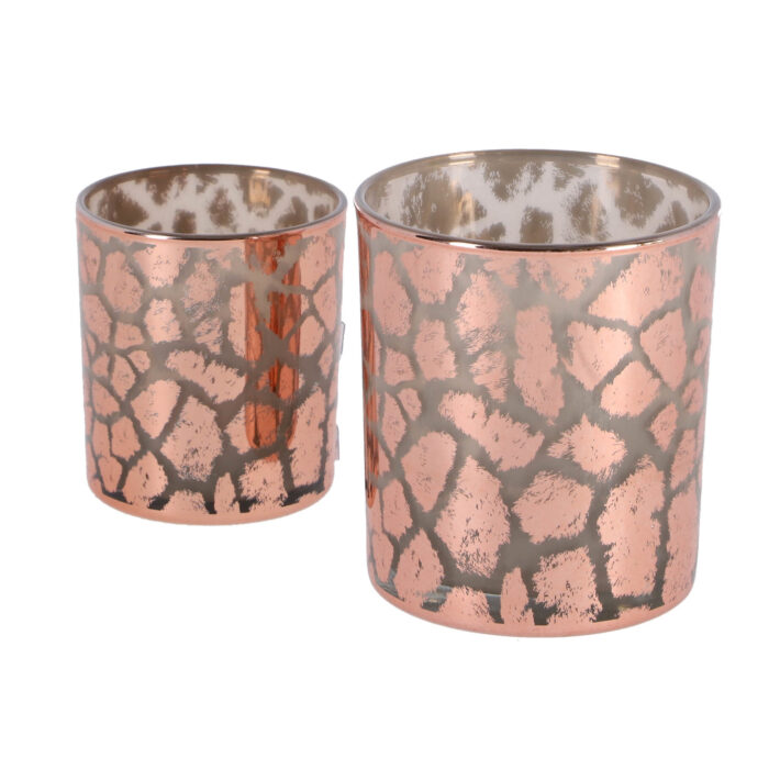 Ptmd windlicht desiree giraffeprint roze 10 cm - Afbeelding 2