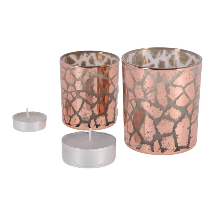 Ptmd windlicht desiree giraffeprint roze 10 cm - Afbeelding 3