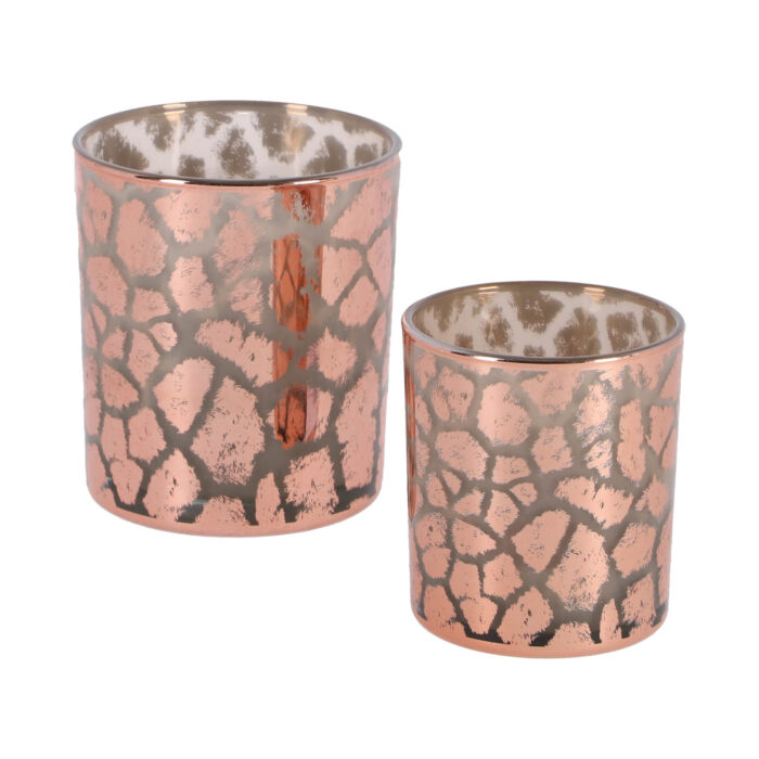 Ptmd windlicht desiree giraffeprint roze 8 cm - Afbeelding 2