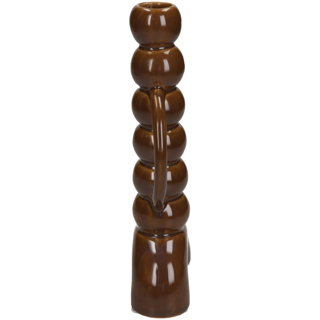 Kandelaar Fine Earthenware Brown 10x4.5x21.5cm - Afbeelding 2
