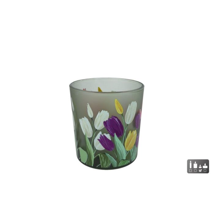 Theelichthouder Tulp S multicolor glas 7