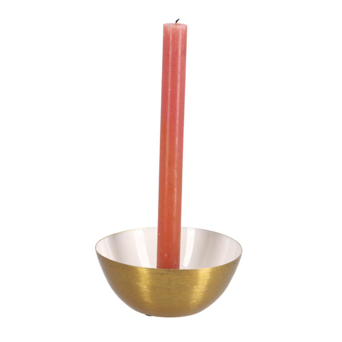 Kandelaar madras schaal wit 14 cm metaal - Afbeelding 3