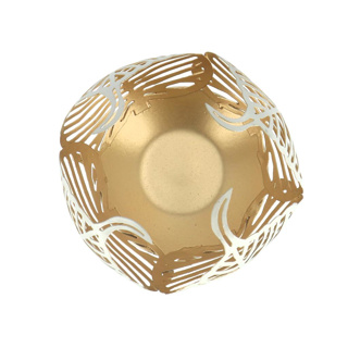 Theelichthouder op voet Leaf Lina crème/goud metaal 10x10x21cm - Afbeelding 3