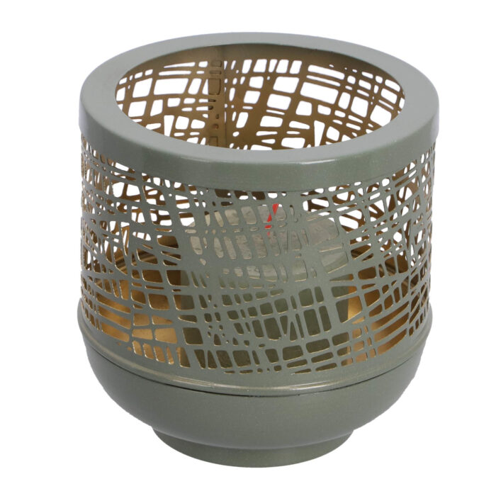 Windlicht Heidi S groen/goud metaal 14x14x14cm - Afbeelding 2