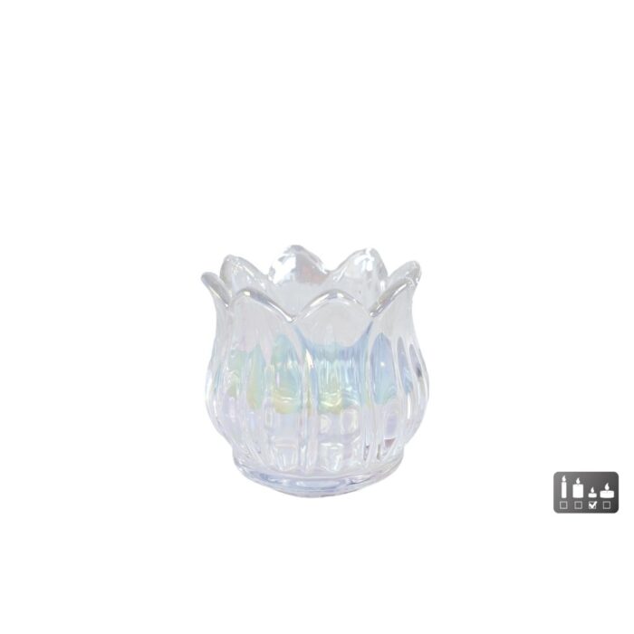 Theelichthouder Tulip luster pearl glas 7x7x7cm
