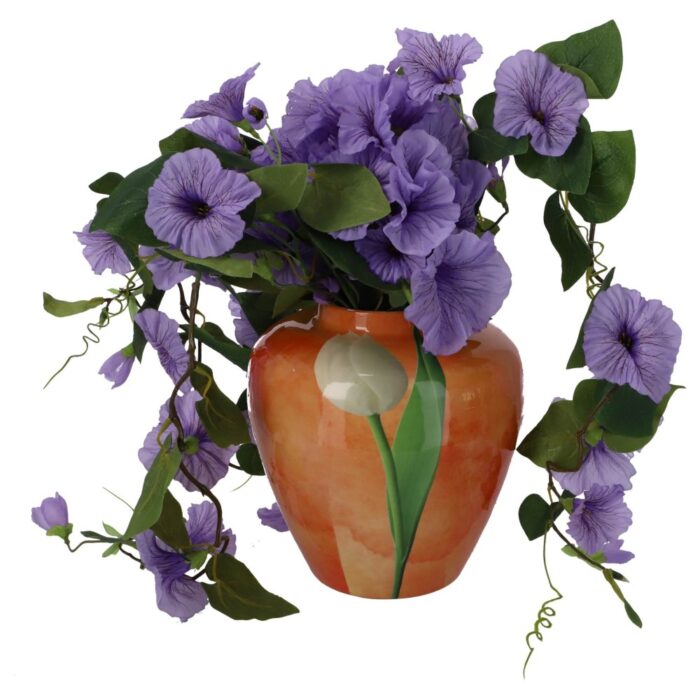 Vaas Tulp oranje metaal 20x20x22cm