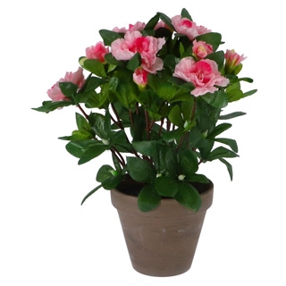 Kunstplant azalea roze in pot - Afbeelding 3