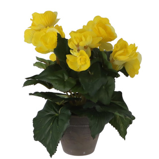 Kunstplant begonia geel in pot - Afbeelding 2