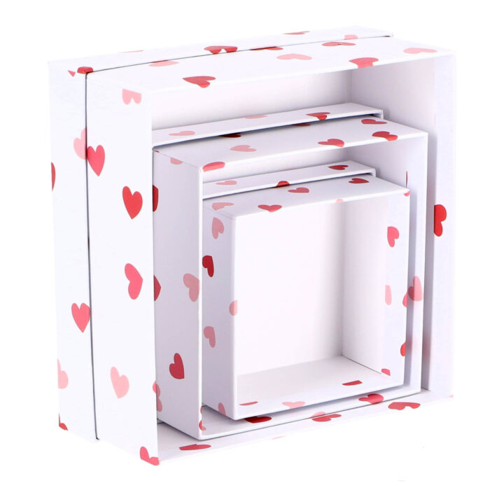 Giftbox papier set van 3 wit rood - Afbeelding 2