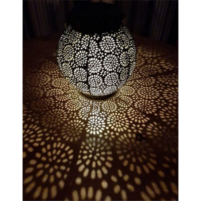 Solar lantaarn metaal zwart goud 14 cm doorsnee - Afbeelding 3