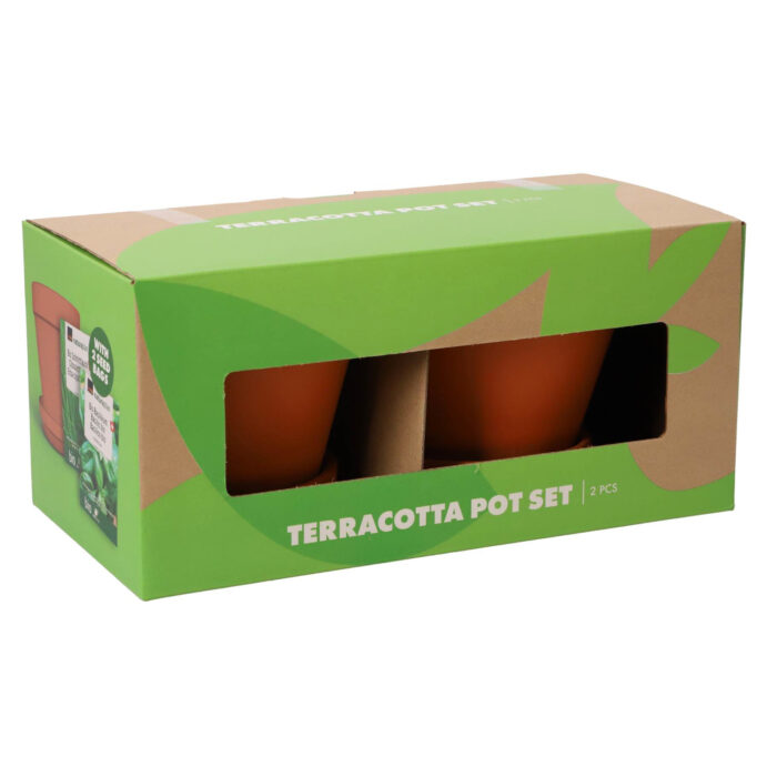 Terracotta potten met bieslook en basilicum zaden 13,5 cm - Afbeelding 4