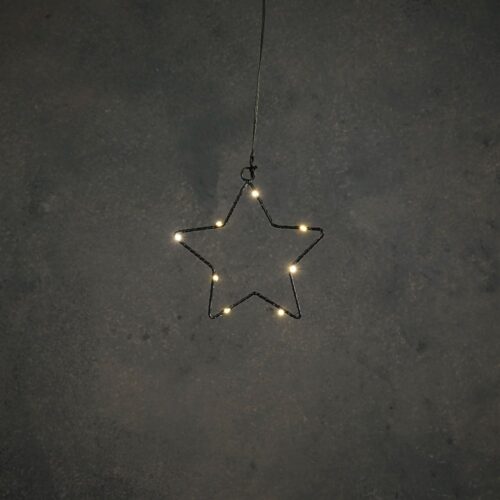 Ster zwart warm wit 8led battery operated - d15cm