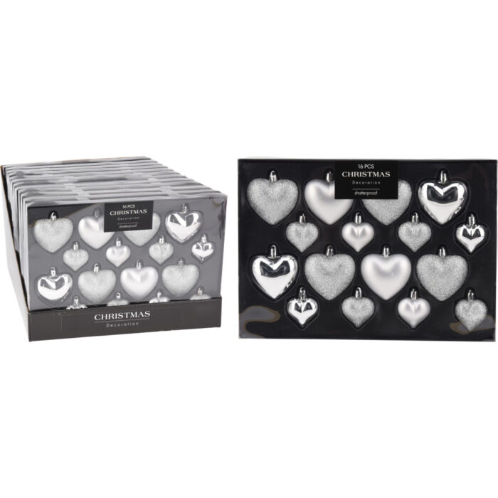 Kerstbal Heart 8X65/8X45Mm Zil - Afbeelding 3