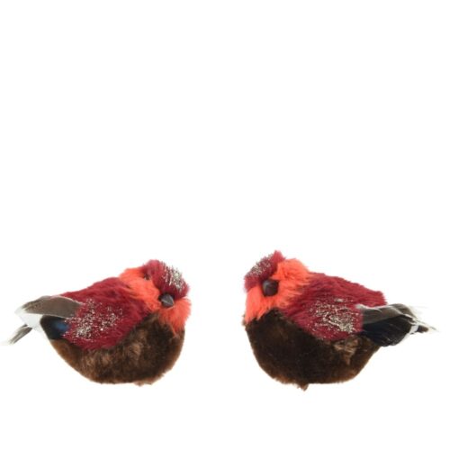 Vogel kunstbont op clip 2assL.7cm x W.11cm x H.8cm