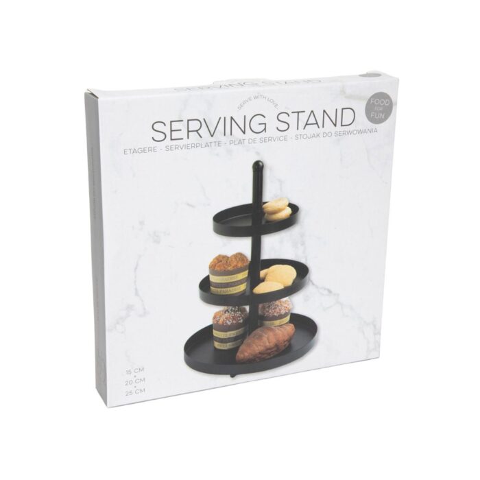 Etagere 3-laags metaal zwart Ø25x35cm fcb