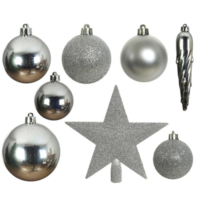 Kerstballen polystyreen shiny, matt, glitter mix dia8cm - Afbeelding 4