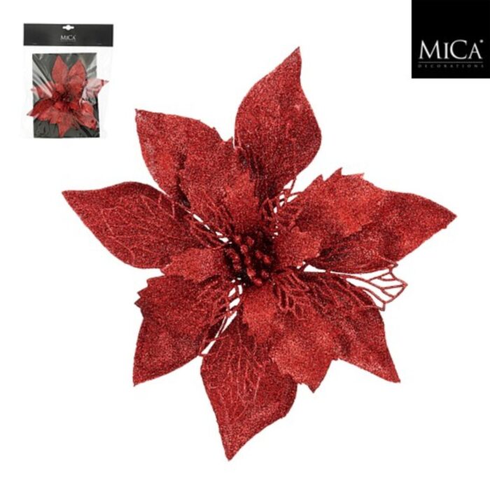 Clip poinsettia rood - h3xd20cm