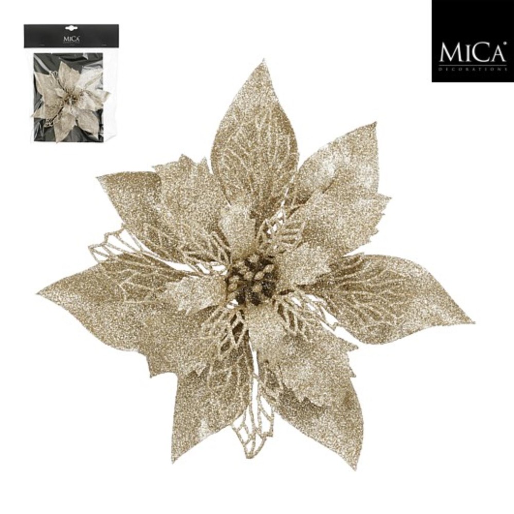 Clip poinsettia champagne - h3xd20cm