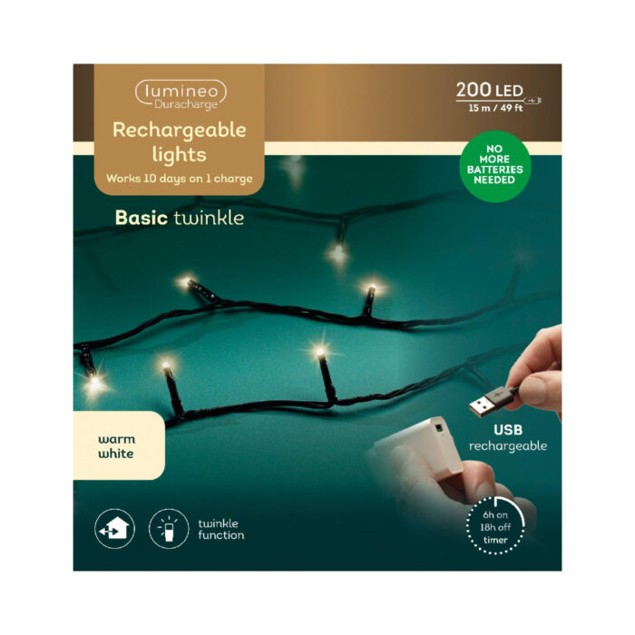 LED duracharge basic lights 8 functie twinkel  effect buitenL.1500cm - Afbeelding 2