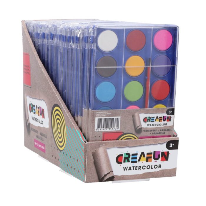 Creafun waterverf tablet met 18 kleuren en kwast