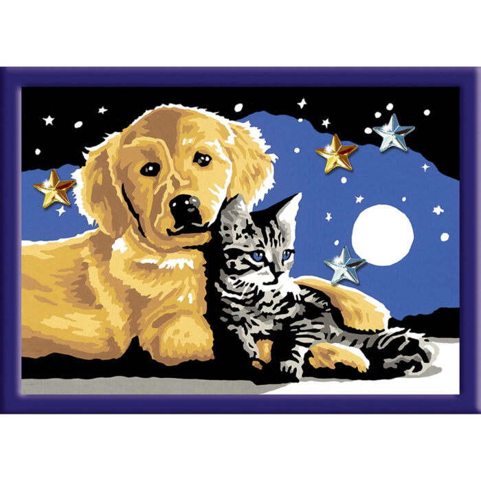 Ravensburger Creart Schilderen op nummer hond en  poes glitter - Afbeelding 2