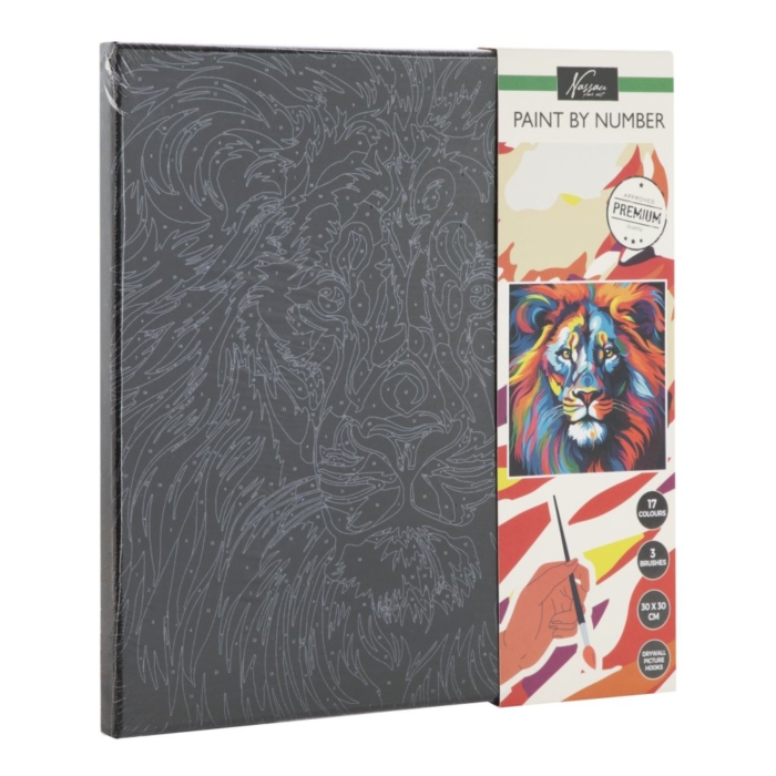 Schilderen op Nummer Luxe Zwart Canvas Leeuw 30x30