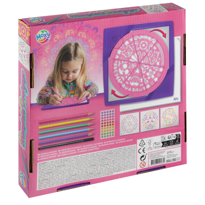 Mandala designer 25x25 cm  6 kleurpotoden, 10  sheets en 50 stenen - Afbeelding 2