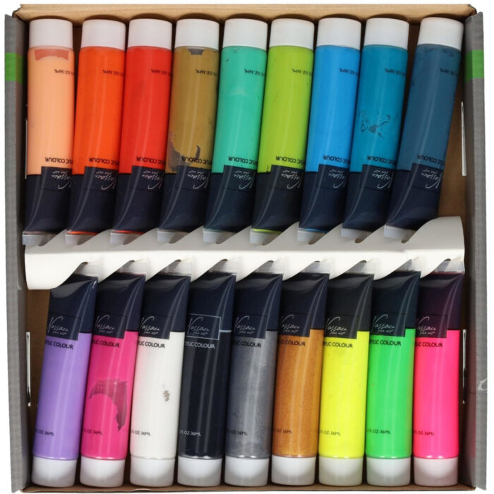 Nassau verfset 18 kleuren 36ml neon/metallic - Afbeelding 3