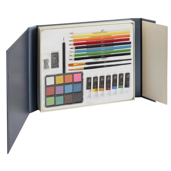 Aquarel art set 34 stukjes in cardboard box 27x22x3 cm - Afbeelding 2