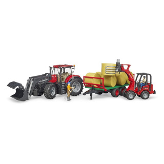 Bruder Tractor Case Met Balenaanhanger - Afbeelding 4