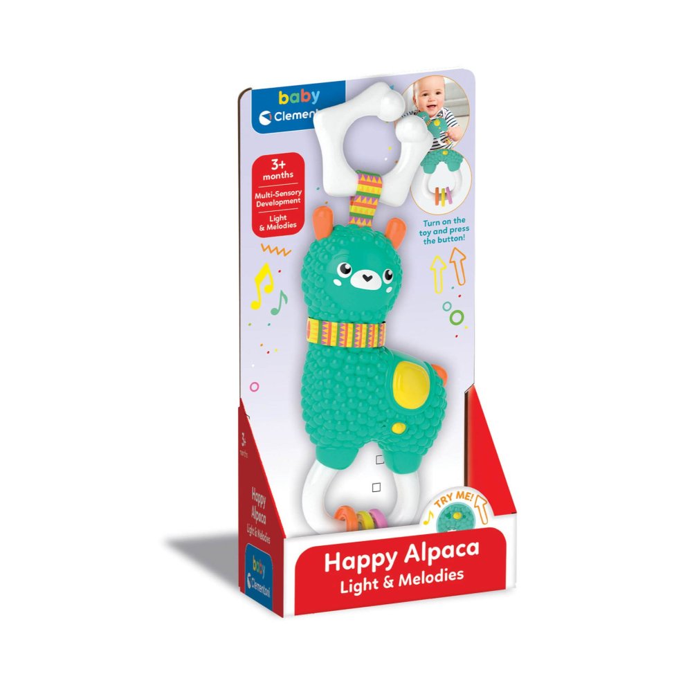 Clementoni baby alpaca ratel schud en speel