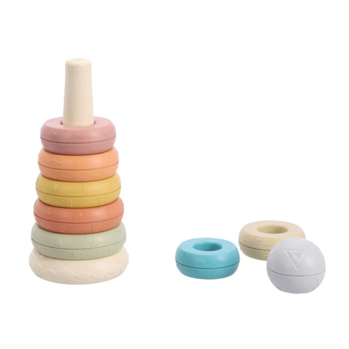 Jipy Bioplastic Deluxe Giftset stapeltoren bad  stapelbekertjes en speel ratelbal 3 delig - Afbeelding 5