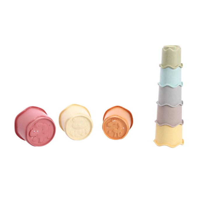 Jipy Bioplastic Deluxe Giftset stapeltoren bad  stapelbekertjes en speel ratelbal 3 delig - Afbeelding 6