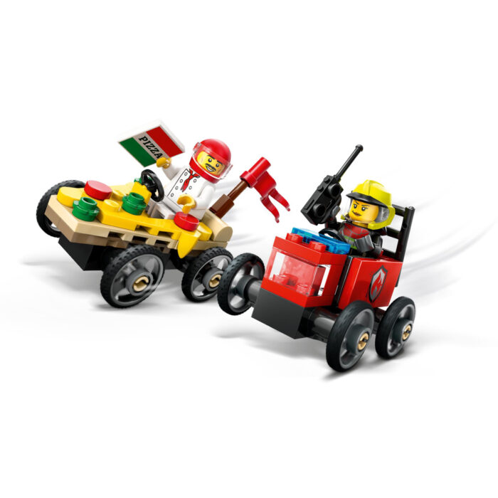 LEGO 60458 City Great Vehicles Raceautopakket: pizzabestelwagen vs. brandweerauto - Afbeelding 4